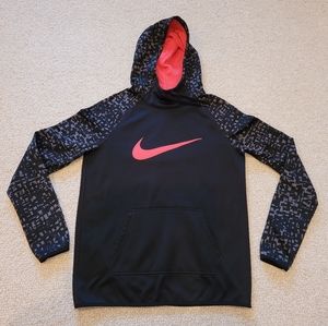 Nike Womens Dri-Fit Hoodie Sweatshirt Black Coral/Pink Grey Size Small.
